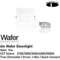 AL-DW6SQ-9-D/WH - 6" 12w Square Wafer Downlight - 5-CCT Select Flicker Free 120v AC Triac Dimmable White Finish AL-DW6SQ-9-D/WH - 6" 12w Square Wafer Downlight - 5-CCT Select Flicker Free 120v AC Triac Dimmable White Finish