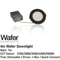 AL-WDL495CCT/BK - Wafer Downlight - 5-CCT Select Flicker Free 120v AC Triac Dimmable White Finish AL-WDL495CCT/BK - Wafer Downlight - 5-CCT Select Flicker Free 120v AC Triac Dimmable White Finish