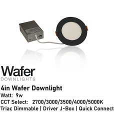 AL-WDL495CCT/BK - Wafer Downlight - 5-CCT Select Flicker Free 120v AC Triac Dimmable White Finish AL-WDL495CCT/BK - Wafer Downlight - 5-CCT Select Flicker Free 120v AC Triac Dimmable White Finish