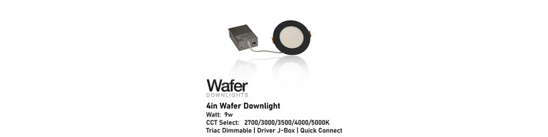 AL-WDL495CCT/BK - Wafer Downlight - 5-CCT Select Flicker Free 120v AC Triac Dimmable White Finish AL-WDL495CCT/BK - Wafer Downlight - 5-CCT Select Flicker Free 120v AC Triac Dimmable White Finish