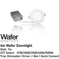 AL-WDL495CCT/WH - Wafer Downlight - 5-CCT Select Flicker Free 120v AC Triac Dimmable White Finish AL-WDL495CCT/WH - Wafer Downlight - 5-CCT Select Flicker Free 120v AC Triac Dimmable White Finish