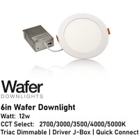 AL-WDL6125CCT/WH - 6" Wafer Downlight - 5-CCT Select Flicker Free 120v AC Triac Dimmable White Finish AL-WDL6125CCT/WH - 6" Wafer Downlight - 5-CCT Select Flicker Free 120v AC Triac Dimmable White Finish