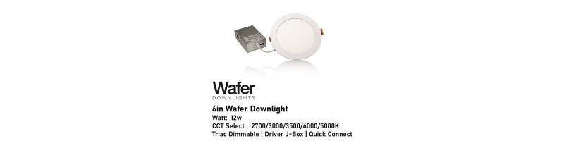 AL-WDL6125CCT/WH - 6" Wafer Downlight - 5-CCT Select Flicker Free 120v AC Triac Dimmable White Finish AL-WDL6125CCT/WH - 6" Wafer Downlight - 5-CCT Select Flicker Free 120v AC Triac Dimmable White Finish