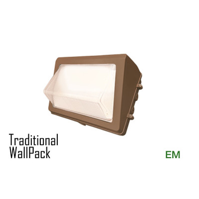 AL-WP8010020CCT-EM - EMERGENCY Traditional Wall Pack | CCT & Watt Select 120v-277v 0-10v IP65 IK08 Bronze Finish
